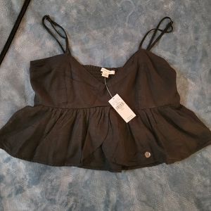 Womens black flowy crop top